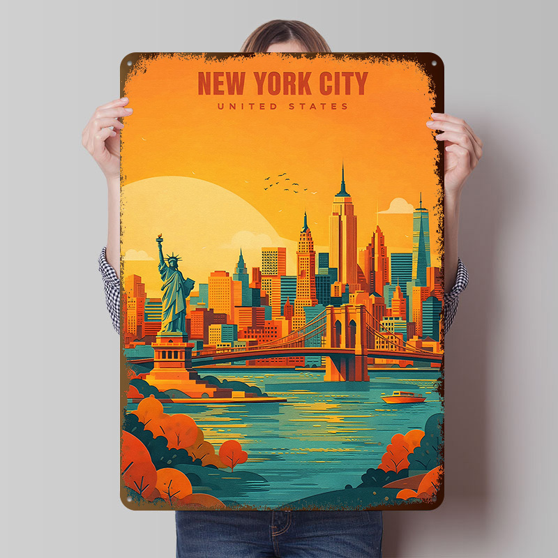Retro Gaming York - New York City Skyline Metal Poster