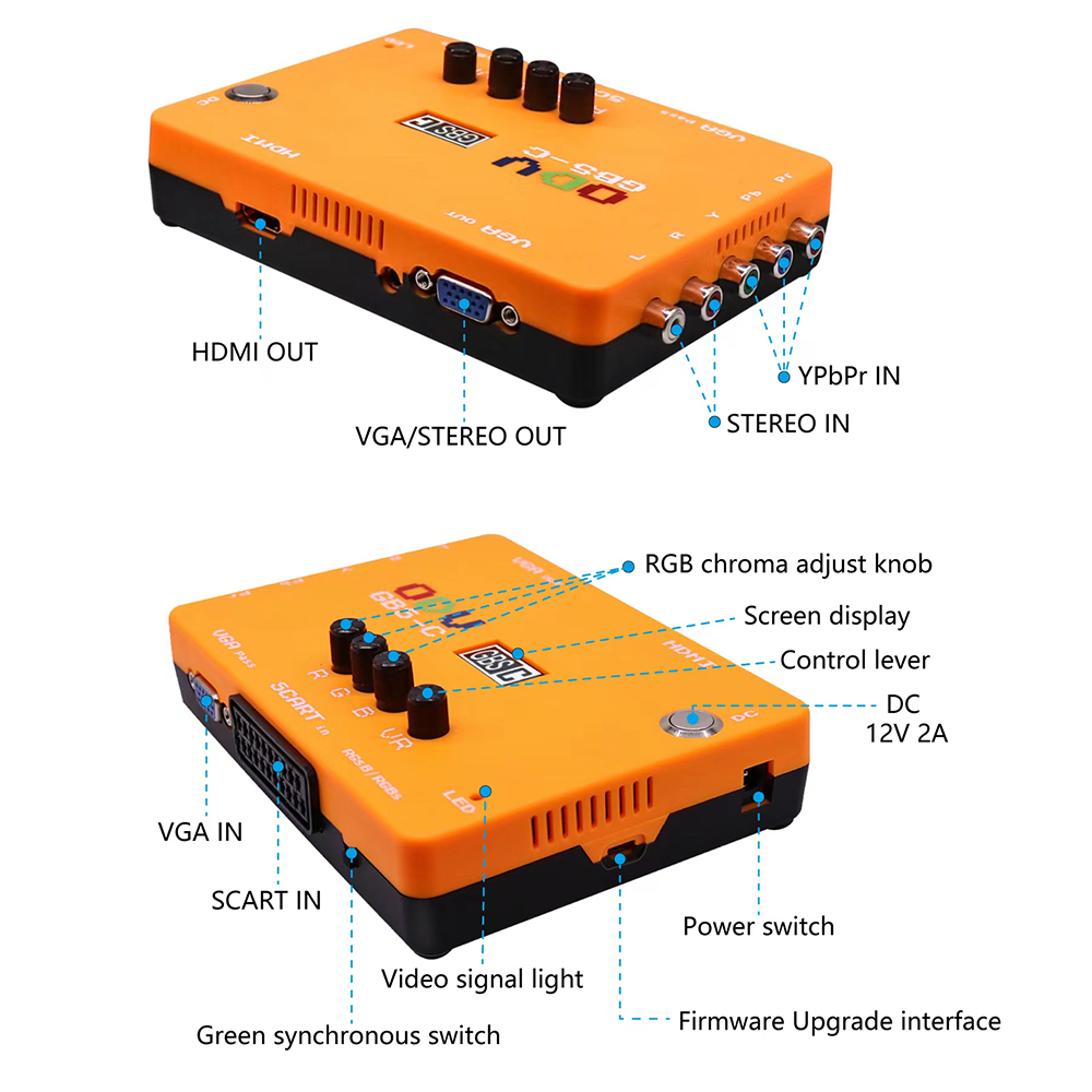 Retro Gaming Com - ODV-GBS-C Component/VGA/Scart to VGA/HDMI-Compatible Scan Converter