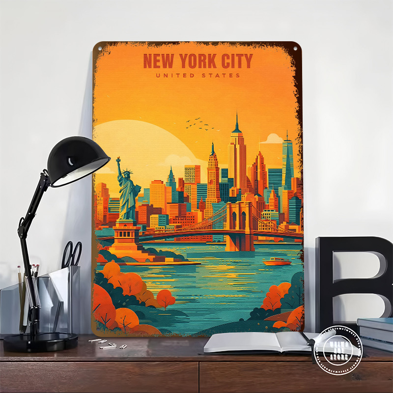 New York City Skyline Metal Po - Retro Gaming York review and price