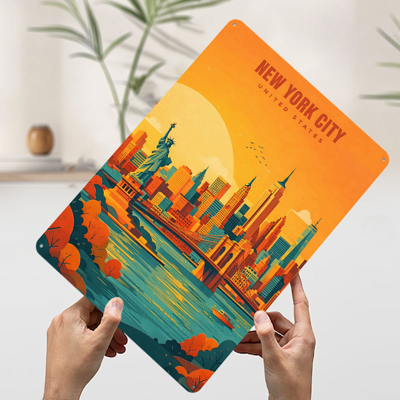 New York City Skyline Metal Po - Retro Gaming York review and price