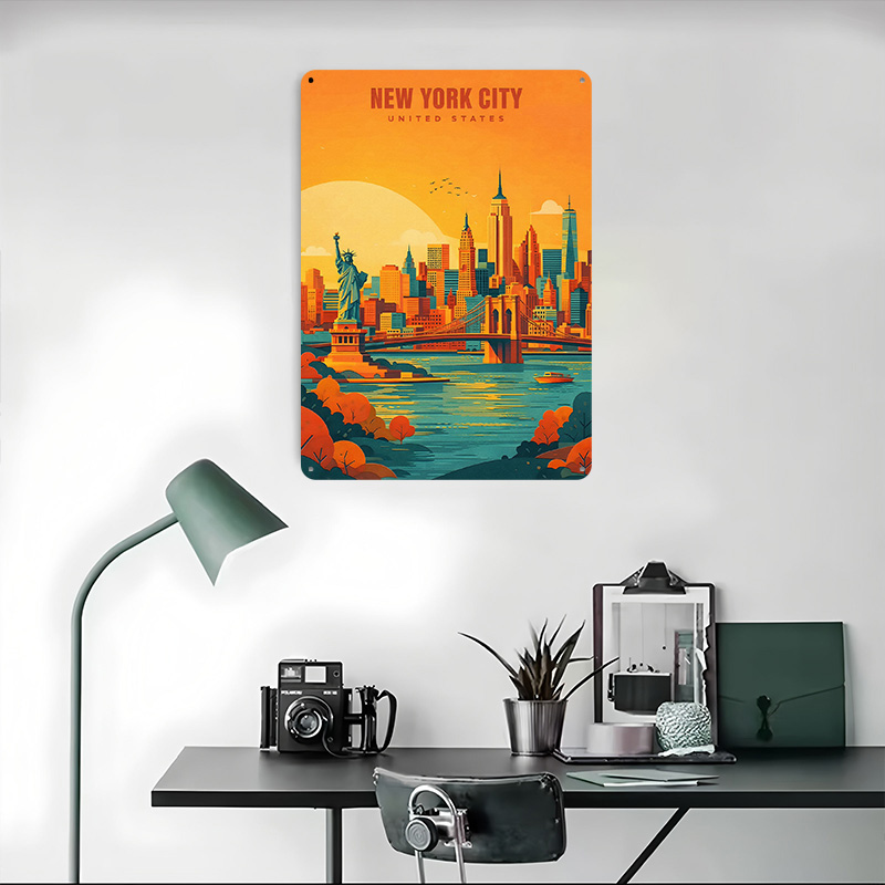 New York City Skyline Metal Po - Retro Gaming York review and price