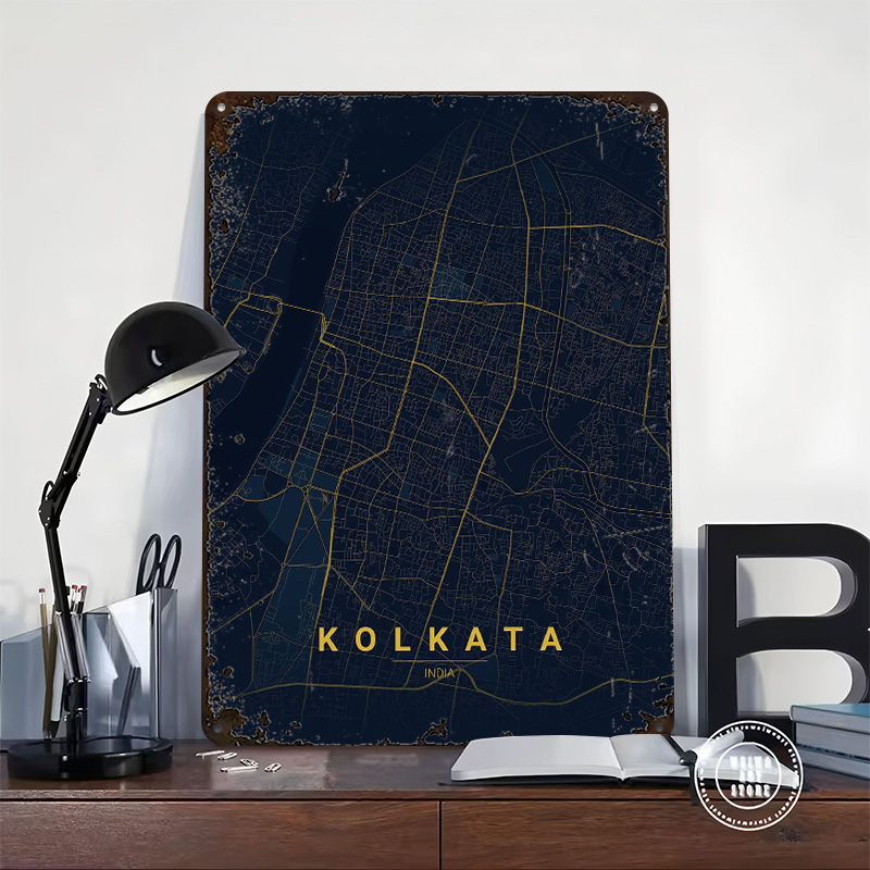 Kolkata India Map Art Tinplate - Retro Gaming India review and price