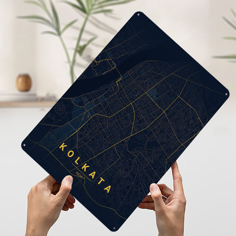 Kolkata India Map Art Tinplate - Retro Gaming India review and price
