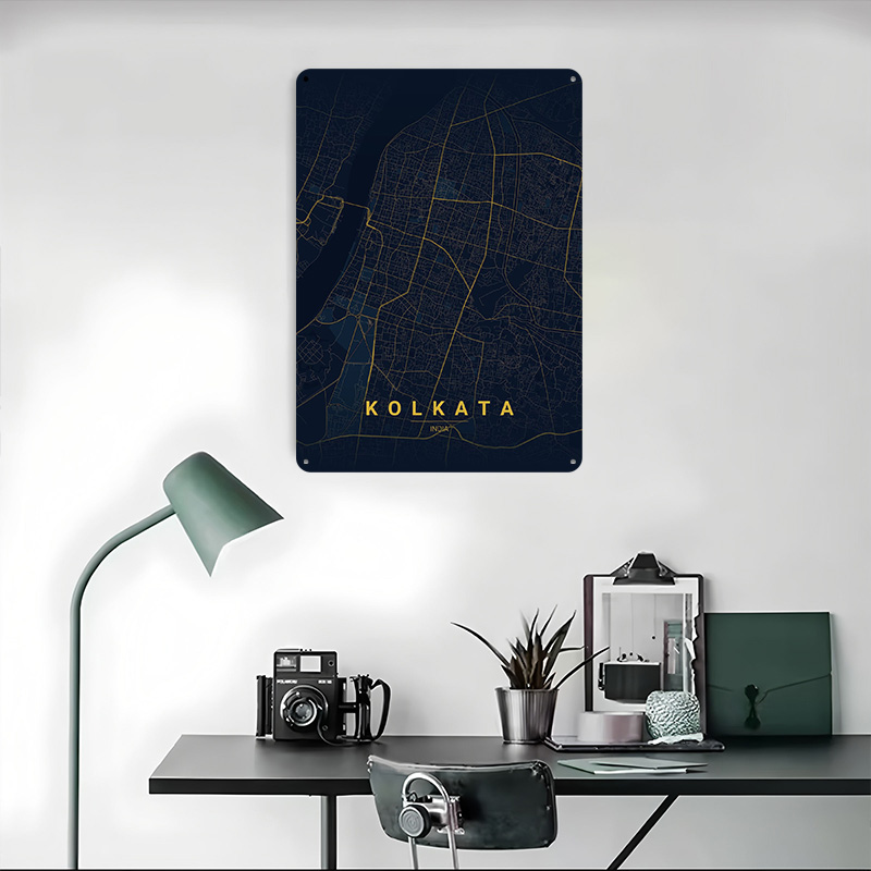 Kolkata India Map Art Tinplate - Retro Gaming India review and price