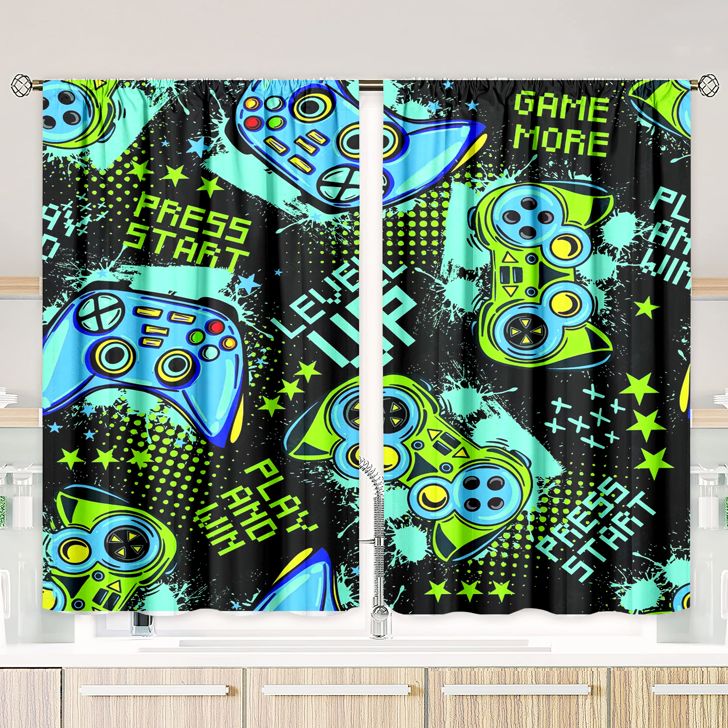 Retro Gamepad Curtains 2-Piece - Retro Gaming Youtube review and price